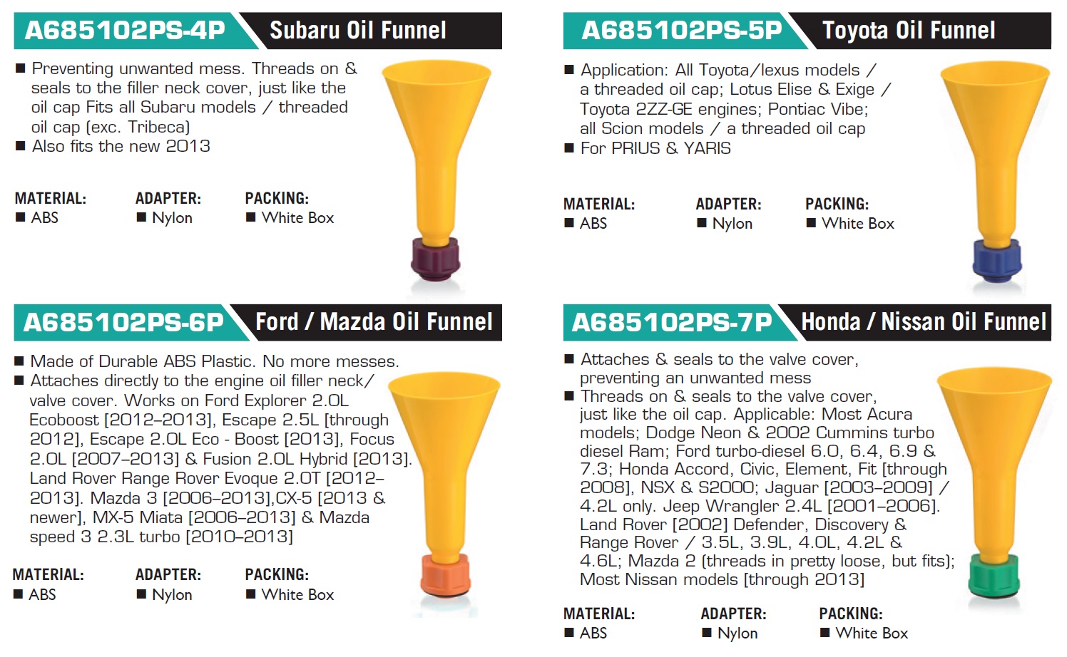 A685102PS-4P Subaru Oil Funnel